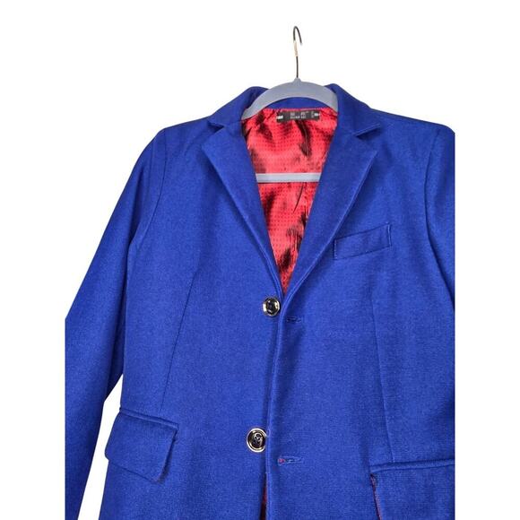 Women Tuan Liu Blue Blazer With Red Lining 2-Button Closure size Small - Picture 2 of 16